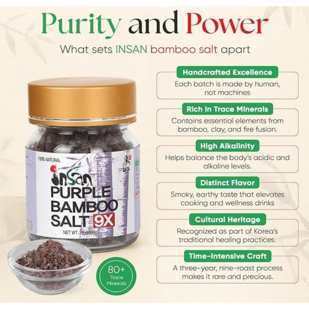 [INSAN] 9-Times Roasted Purple Bamboo Salt Crystalline Granules (60g) [International Shipping]