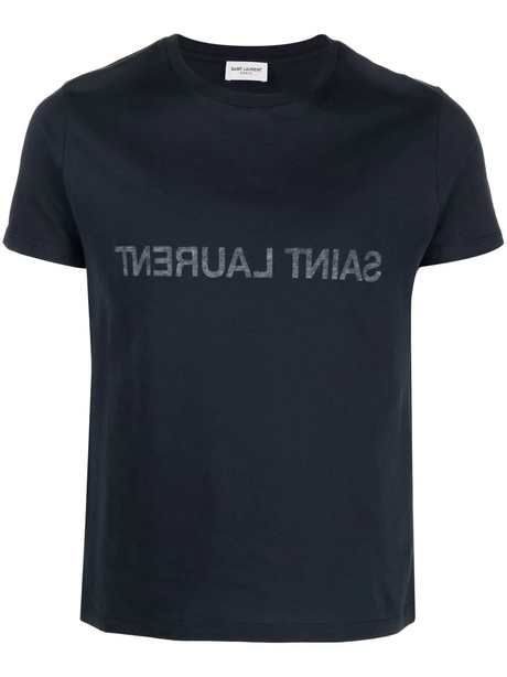 Saint Laurent Navy Blue Cotton T-Shirt