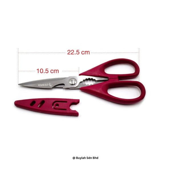 Zebra Together 4 Inch Multi-Purpose Kitchen Scissors Red Heavy Duty Scissors