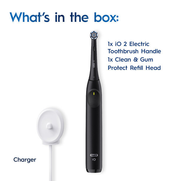 Oral-B iO Series 2 Black Handle Electric Toothbrush with 3 Brushing Modes, Charging Station Included