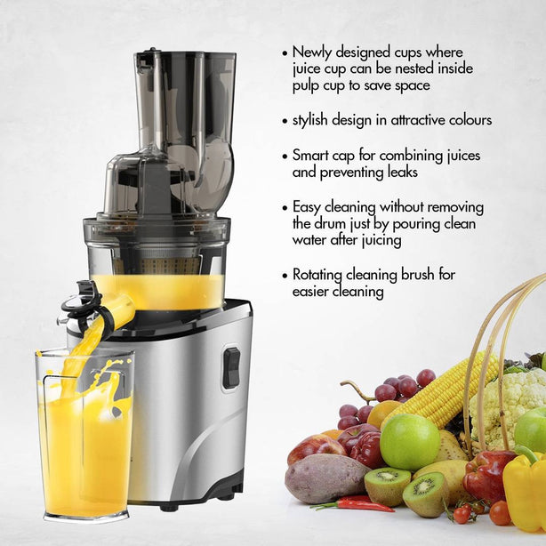 Kuvings REVO 830 Whole Slow Juicer with Triple Feeding Chute for Cold Press fibrous fruits and vegetables (Matt Silver)