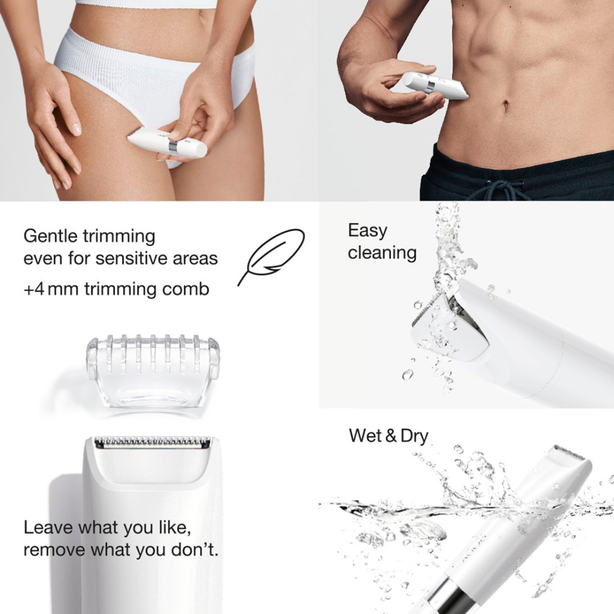 Braun Body Mini trimmer BS1000 Wet & Dry with trimming comb, White