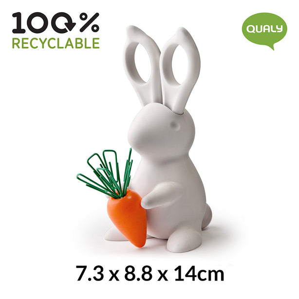 Qualy Desk Bunny Scissors & Paper Clip Holder