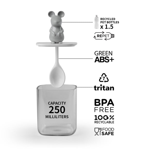 Qualy Lucky Mouse Seasoning Container & Spoon