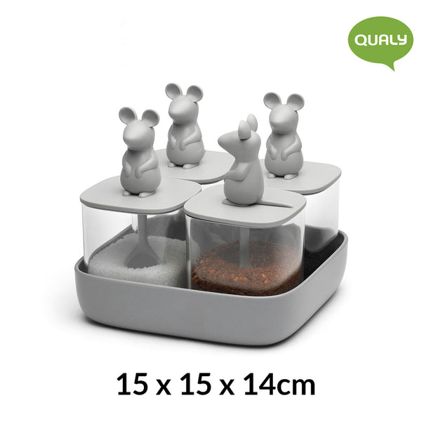 Qualy Lucky Mouse Seasoning Container Set