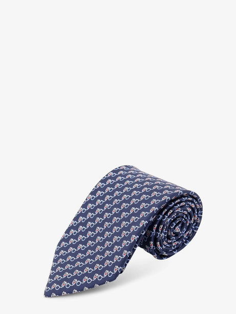 Ferragamo Silk tie with Owl print - Navy
