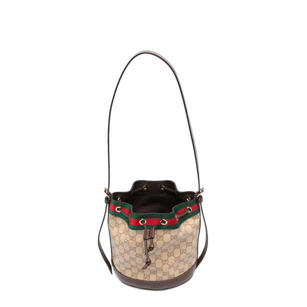 Venice Small GG Coated Canvas Bucket Bag - Sand and Brown GG Canvas