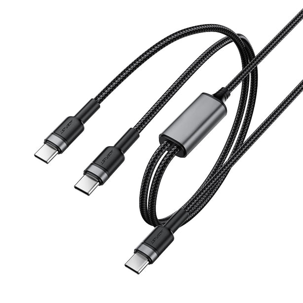 Acefast C22-02 USB-C to 2*USB-C 100W Aluminum Alloy Charging Data Cable - Black
