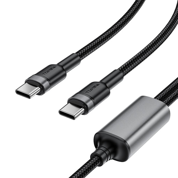 Acefast C22-02 USB-C to 2*USB-C 100W Aluminum Alloy Charging Data Cable - Black