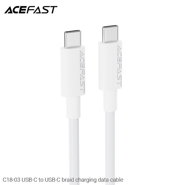 Acefast C18-03 USB-C to USB-C Braid Charging Data Cable - White
