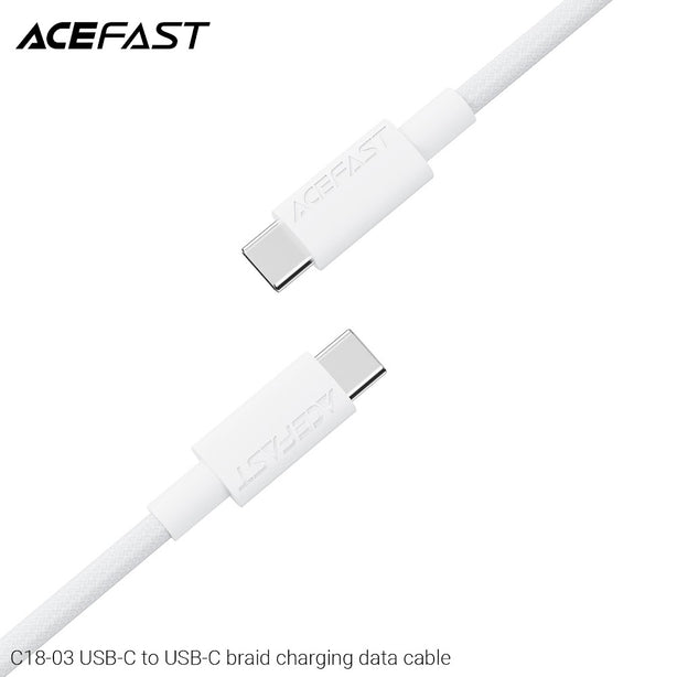 Acefast C18-03 USB-C to USB-C Braid Charging Data Cable - White