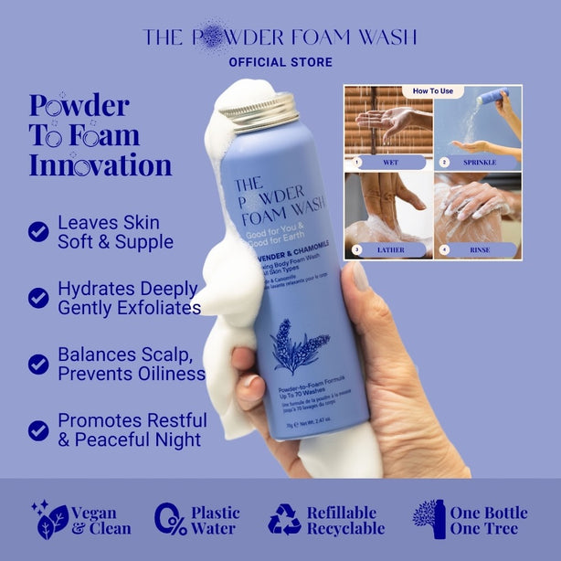 The Powder Shampoo  Relaxing Body Foam Wash For All Skin Types Lavender & Chamomile  100g