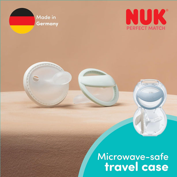 NUK Perfect Match Silicone Soother Pacifier 2pcs/box | 0-6 Months - Green/Blue