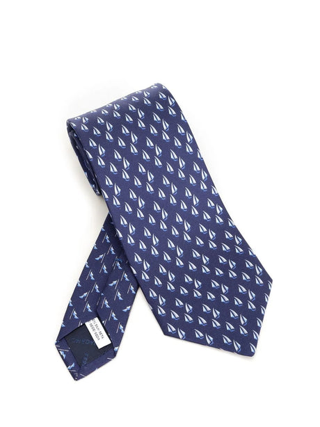 Ferragamo Nautical Print Tie - Blue
