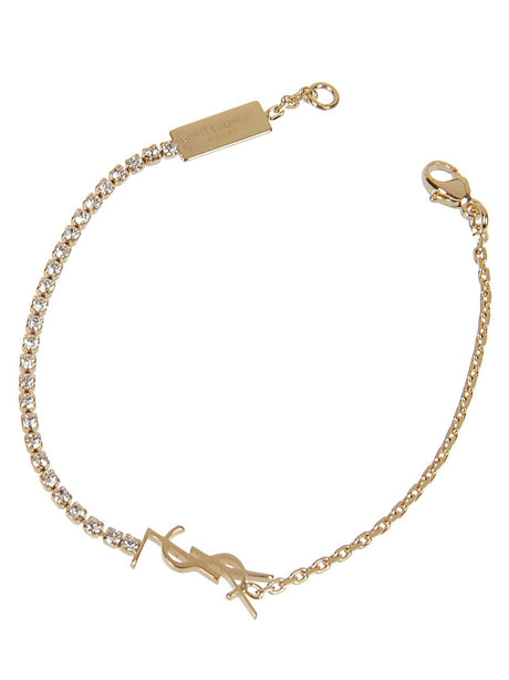 Saint Laurent Gold Bracelet With Rhinestones