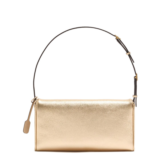 DeVain Small Laminated Nappa Leather Shoulder Bag - Gold