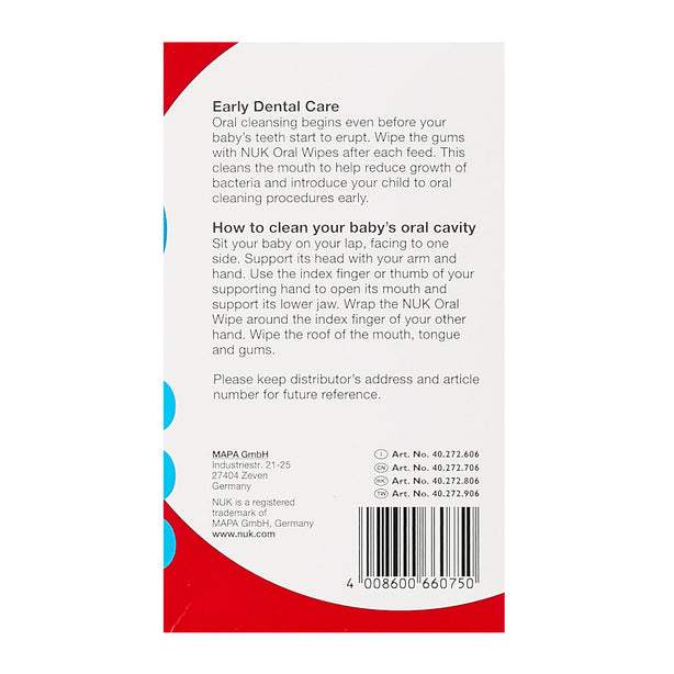 NUK Oral Wipes - 25 Sachet/ Box | Carton Deals of 10 Boxes