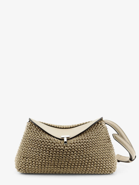 Toteme T-Lock woven leather clutch - Fawn