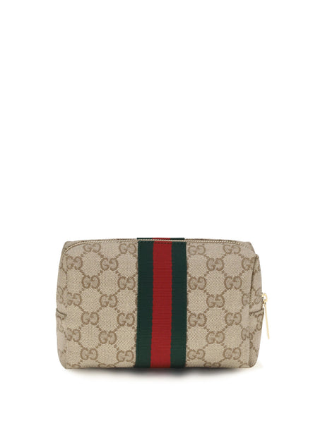 Gucci Medium Beauty Case with Web stripe - Vin.San.Br/Dk.Br/Vrv