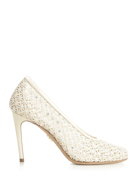 Ferragamo Macramé Pump - White