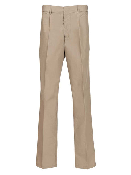 Emporio Armani Classic Cotton Poplin Trousers - Beige