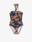 Zimmermann Aster nylon one piece swimsuit with paisley print - Navy Jacobean