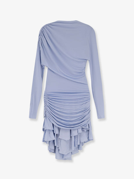Self Portrait Gathered jersey mini dress - Blue