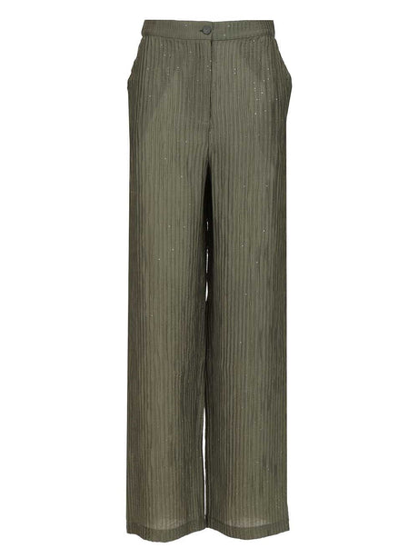 Emporio Armani Textured Lurex Taffeta Trousers - Green