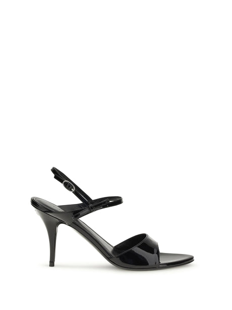 Balenciaga Avenue Bow Sandals - Black/Silver