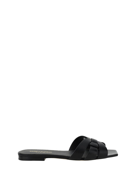 Saint Laurent Leather Sandals - Black