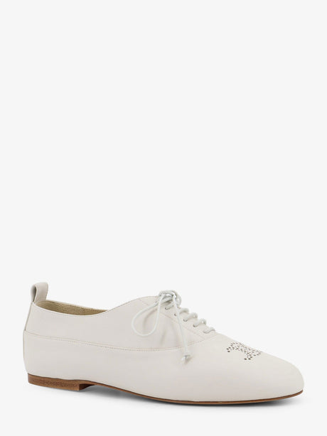 Celine Triomphe Richelieu leather lace-up shoe - Arctic White