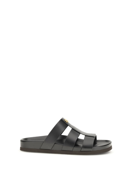 Valentino Garavani Studshield leather slide Sandals - Black