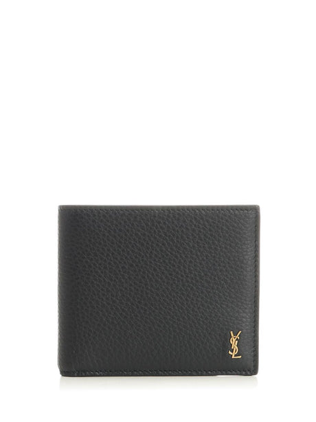 Saint Laurent Leather Bifold Wallet - Blue