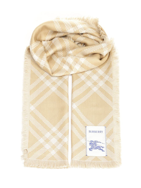 Burberry Wide Check Silk And Wool Scarf - Beige