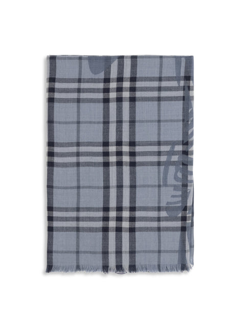 Burberry Knight Check wool and silk Scarf - Bank Blue