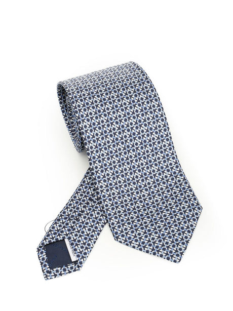 Ferragamo Gancini Print Silk Tie - Blue