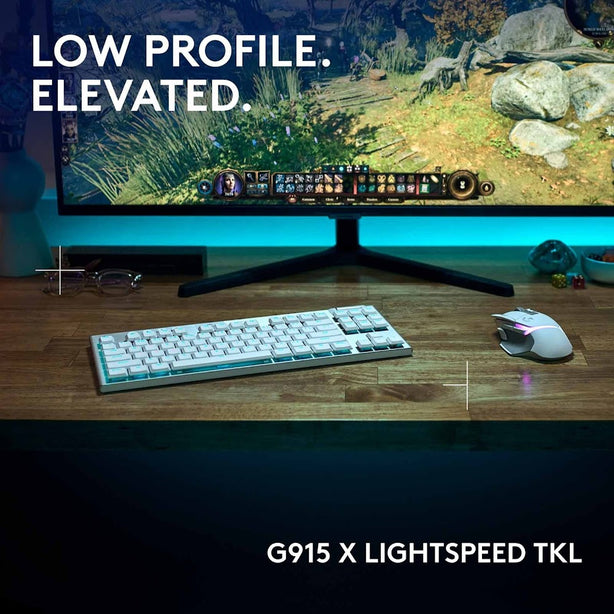 Logitech G915 X Lightspeed Tkl White Kb Gl-Tactile – Compact Tkl, Lightspeed Wireless, Rgb Lightsync, Premium Build, Long Battery