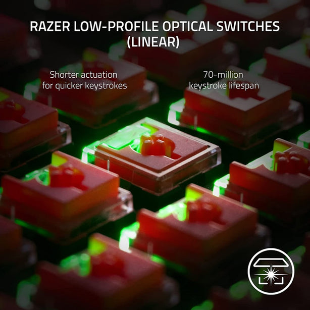 Razer Deathstalker V2 Pro Tenkeyless - Wireless Low Profile Optical Gaming Keyboard (Linear Red Switch) - White Edition