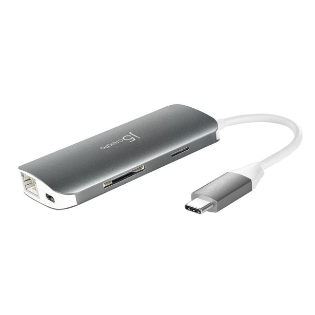 J5Create USB 3.1 Type-C Multi Adapter With HDMI/Ethernet/USB 3.1 Hub/PD 2.0/SD & Micro SD Card Reader