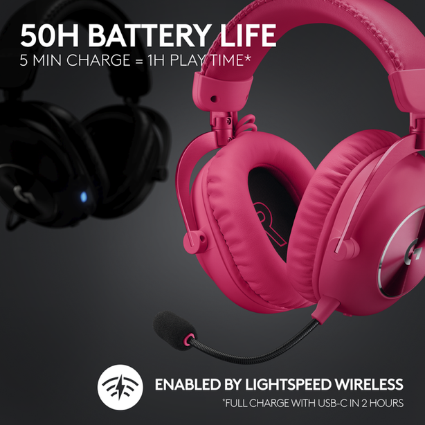 Logitech G Pro X 2 Lightspeed Bluetootth Headset Magenta