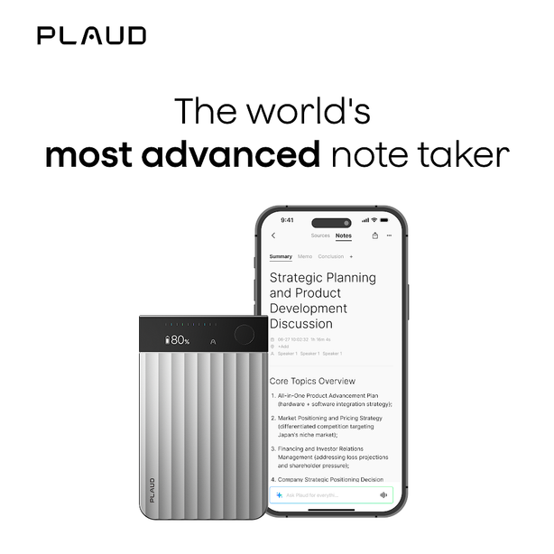 PLAUD Note Pro Smart AI Note Taker – Record, Transcribe, Summarize & Meetings, Ultra slim design, 112 languages,Silver