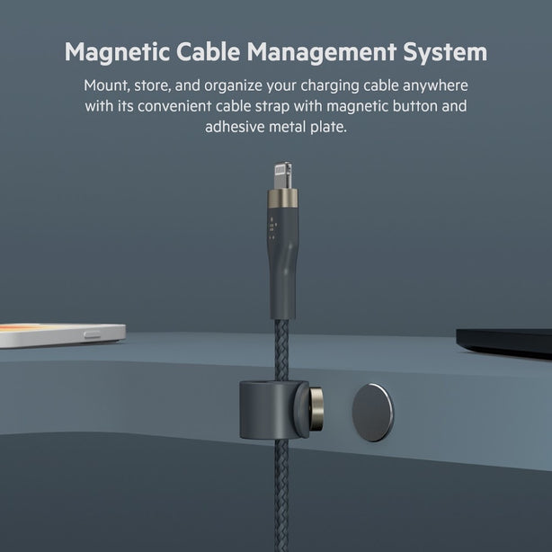 Belkin Usb-A To Lighting, Braid Sil, 1M, Blue Magnetic Management