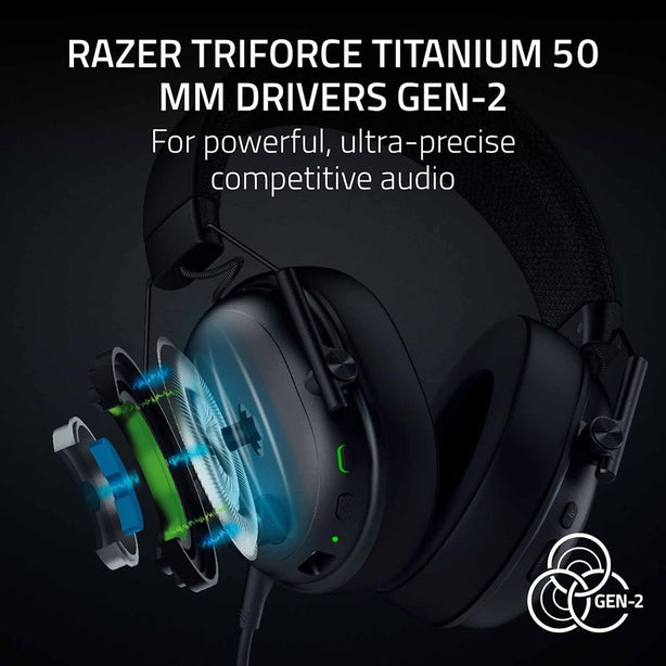 Razer BlackShark V3 Wireless Gaming Headset 2nd Generation HyperSpeed Wireless 2nd Gen TriForce Titanium 2.0 inch (50 mm) Driver HyperClear Ultra - RZ04-05410100-R3M1