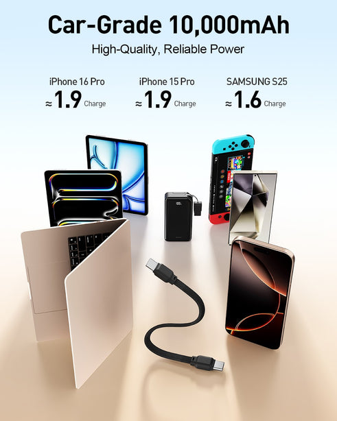 iWALK MacroGo 30W Portable Charger with Stand 10000mAh – Fast Charging Power Bank (UBM001)Black