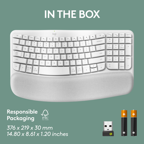 Logitech Wave Keys Ergonomic Wireless Keyboard Offwhite