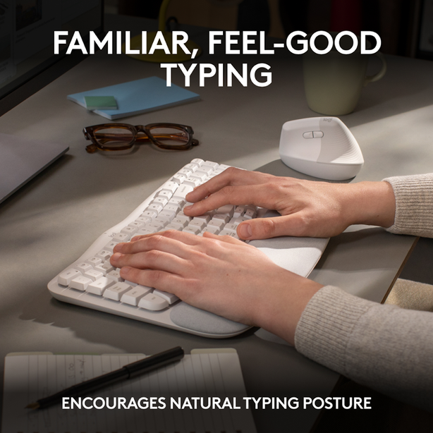 Logitech Wave Keys Ergonomic Wireless Keyboard Offwhite