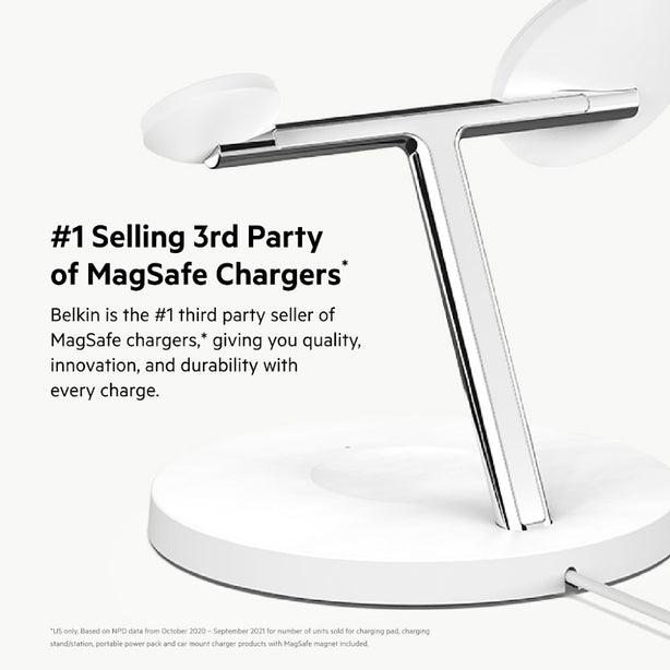Belkin 3 In 1 Wireless Charging Pad With Magsafe Black