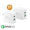 J5Create 2-Port USB 30W Charger W/ QC3.0