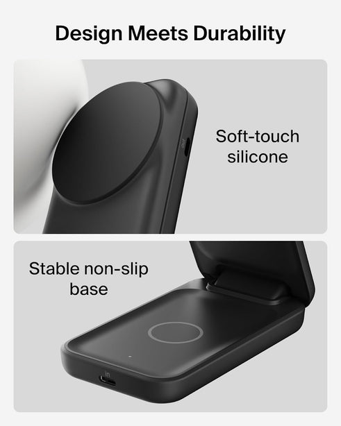 Belkin Qi2.2 25W 2-in-1 Wireless Charger Stand SQ Black for Phone Earbuds