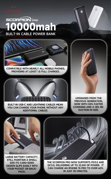 iWALK Scorpion Pro 10000mAh Fast Charge Powerbank Black